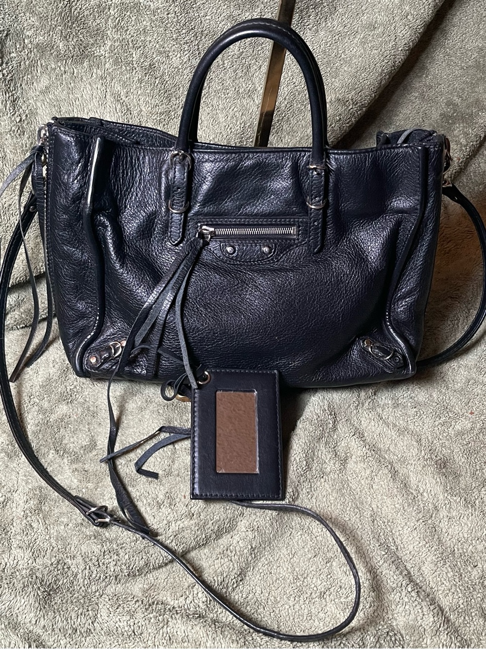 Balenciaga Papier A6 Zip-Around Tote in Black Grained Calfskin